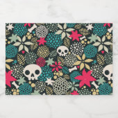 Étiquettes Pour Bouteilles De Vin Mousseux Crâne en fleurs (Étiquettes simples)