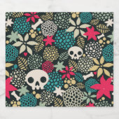 Étiquettes Pour Bouteilles De Vin Mousseux Crâne en fleurs (Étiquettes simples)