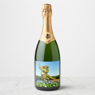 Étiquettes Pour Bouteilles De Vin Mousseux Crocodile drôle Champagne Fête Piscine Art