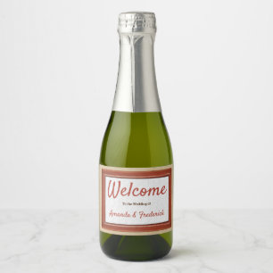Étiquettes Pour Bouteilles De Vin Mousseux Cuir rouge sur daim crème