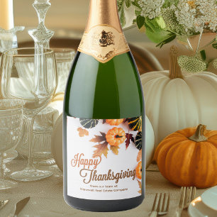 Étiquettes Pour Bouteilles De Vin Mousseux Custom Business Thanksgiving Beau Citrouille