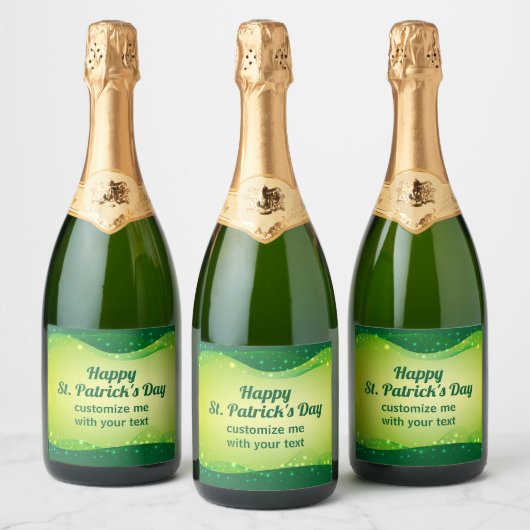 Étiquettes Pour Bouteilles De Vin Mousseux Custom Happy St. Patrick's Day Green Sparkle Party (Bouteilles)