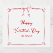 Étiquettes Pour Bouteilles De Vin Mousseux Custom Valentine's Day Party Cute Red Bow Hearts (Étiquettes simples)