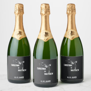Étiquettes Pour Bouteilles De Vin Mousseux Custom Wedding Romantic Sparkling Wine Label
