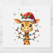 Étiquettes Pour Bouteilles De Vin Mousseux Cute Giraffe Christmas Lights Santa Hat Xmas Pajam (Étiquettes simples)
