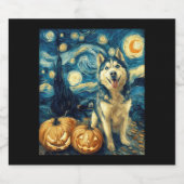 Étiquettes Pour Bouteilles De Vin Mousseux Cute Sibérie Husky Chien Halloween Jack-o'-lantern (Étiquettes simples)