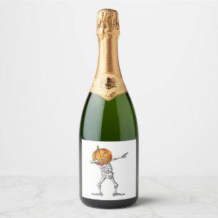 Étiquettes Pour Bouteilles De Vin Mousseux Dabbing Skeleton Citrouille Halloween Costume Homm