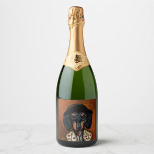 ÉTIQUETTES POUR BOUTEILLES DE VIN MOUSSEUX DACHSHUND