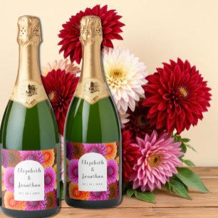 Étiquettes Pour Bouteilles De Vin Mousseux Dahlia Mariage d'automne