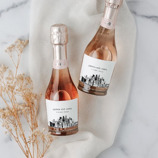 Étiquettes Pour Bouteilles De Vin Mousseux Dallas Skyline Mini