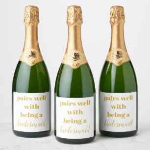 Étiquettes Pour Bouteilles De Vin Mousseux Demoiselle d'honneur Vin Pétillant Sois ma demoise