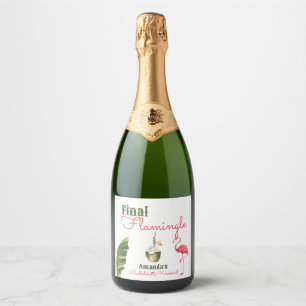 Étiquettes Pour Bouteilles De Vin Mousseux Dernière Flamingle de Fête de Bachelorette à Palm
