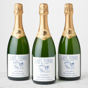 Étiquettes Pour Bouteilles De Vin Mousseux Dernière Toast sur la Côte Fête de Bachelorette