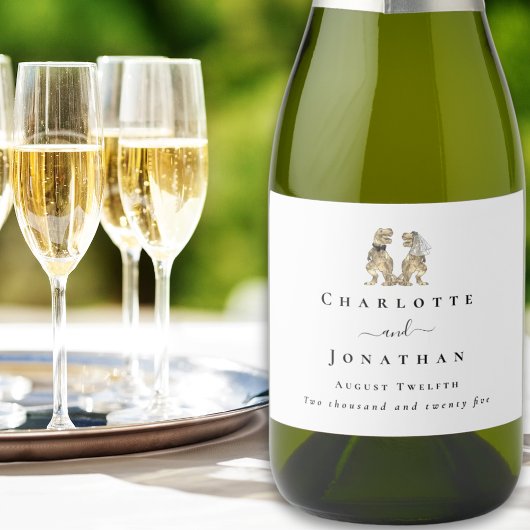 Étiquettes Pour Bouteilles De Vin Mousseux Dinosaur Thème Mariage