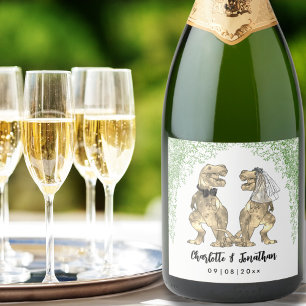 Étiquettes Pour Bouteilles De Vin Mousseux Dinosaur Thème Mariage Foliage personnalisé