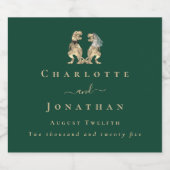 Étiquettes Pour Bouteilles De Vin Mousseux Dinosaur Thème Mariage Vert foncé (Étiquettes simples)