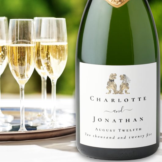 Étiquettes Pour Bouteilles De Vin Mousseux Dinosaur Theme Wedding Custom