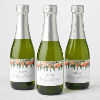 Étiquettes Pour Bouteilles De Vin Mousseux Douce Baby-Shower aquarelle pêche