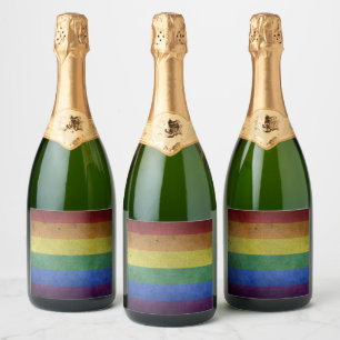 Étiquettes Pour Bouteilles De Vin Mousseux Drapeau arc-en-ciel gay pride désorganisé