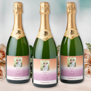 Étiquettes Pour Bouteilles De Vin Mousseux Drapeau de fierté à dégradé de photo de mariage le