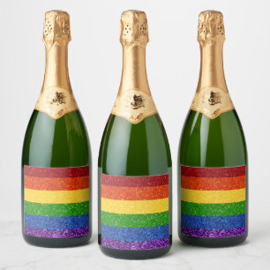 Étiquettes Pour Bouteilles De Vin Mousseux Drapeau de la Fierté arc-en-ciel LGBT Parties scin