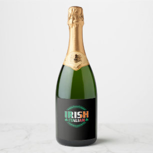 Étiquettes Pour Bouteilles De Vin Mousseux Drapeau irlandais italien moitié irlandais moitié