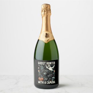Étiquettes Pour Bouteilles De Vin Mousseux Drôle Halloween Costume Cameraman Photographie