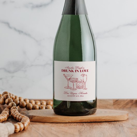 Étiquettes Pour Bouteilles De Vin Mousseux Drunin In Love Cocktails Bachelorette Week-end