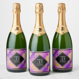 Étiquettes Pour Bouteilles De Vin Mousseux Élégant 33e anniversaire du Mariage Améthyste