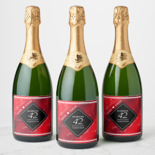 Étiquettes Pour Bouteilles De Vin Mousseux Élégant 42e anniversaire du Mariage Jasper