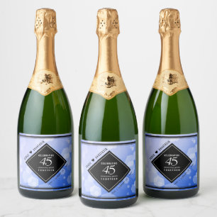 Étiquettes Pour Bouteilles De Vin Mousseux Élégant 45e anniversaire de Mariage Sapphire