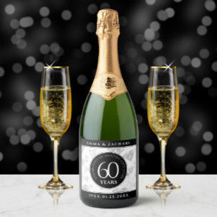 Étiquettes Pour Bouteilles De Vin Mousseux Élégant 60e anniversaire de Mariage de diamant