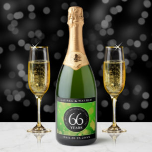 Étiquettes Pour Bouteilles De Vin Mousseux Élégant 66ème anniversaire de Mariage Titanite