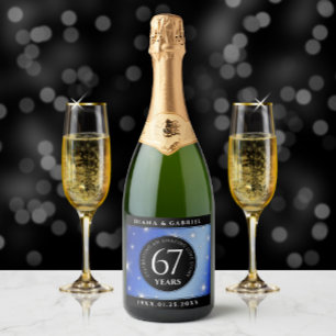 Étiquettes Pour Bouteilles De Vin Mousseux Élégant 67e anniversaire Mariage de Star Sapphire