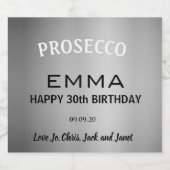 Étiquettes Pour Bouteilles De Vin Mousseux Elégant Argent N'importe quel âge 30e anniversaire (Étiquettes simples)