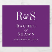 Étiquettes Pour Bouteilles De Vin Mousseux Élégant Automne Purple Chic Moderne Monogramme Mar (Étiquettes simples)