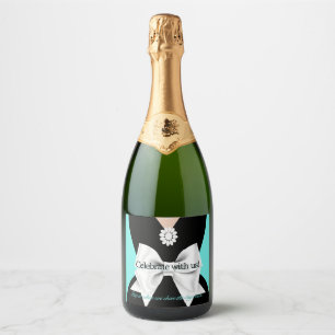Étiquettes Pour Bouteilles De Vin Mousseux Elégant Baby shower Glam Aqua Baby & Co Tiffany