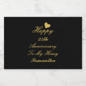 Étiquettes Pour Bouteilles De Vin Mousseux Elegant Black Gold Script 25th Happy Anniversary (Étiquettes simples)