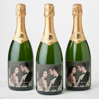 Étiquettes Pour Bouteilles De Vin Mousseux Elegant Blush Garden Wedding Wine Label
