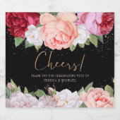 Étiquettes Pour Bouteilles De Vin Mousseux Élégant bouquet floral rose Mariage noir rose (Étiquettes simples)