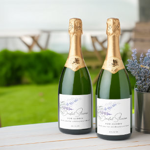 Étiquettes Pour Bouteilles De Vin Mousseux Élégant cadeau de babille de mariage à l'aquarelle