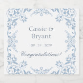 Étiquettes Pour Bouteilles De Vin Mousseux Elégant Champagne Mariage élégant Bleu & Blanc (Étiquettes simples)