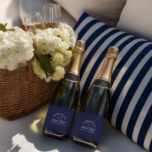 Étiquettes Pour Bouteilles De Vin Mousseux Élégant Enterrement de Vie de Jeune Fille Navy Cou