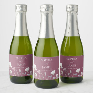 Étiquettes Pour Bouteilles De Vin Mousseux Élégant Fleur Sauvage Floral Fleurs Mariage