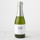 Étiquettes Pour Bouteilles De Vin Mousseux Elégant Floral Dusty Blue Fête des mariées Favoris (Devant)