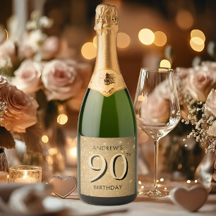 Étiquettes Pour Bouteilles De Vin Mousseux Elégant Gold 90e anniversaire