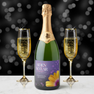 Étiquettes Pour Bouteilles De Vin Mousseux Elegant Golden Daisy