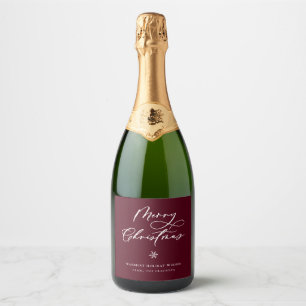 Étiquettes Pour Bouteilles De Vin Mousseux Élégant Joyeux Noël Script Bourgogne