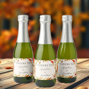 Étiquettes Pour Bouteilles De Vin Mousseux Élégant Mariage d'automne Feuilles personnalisé Mi