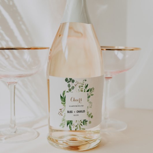 Étiquettes Pour Bouteilles De Vin Mousseux Elégant Mariage Eucalyptus Sparkling Wine Étiquet